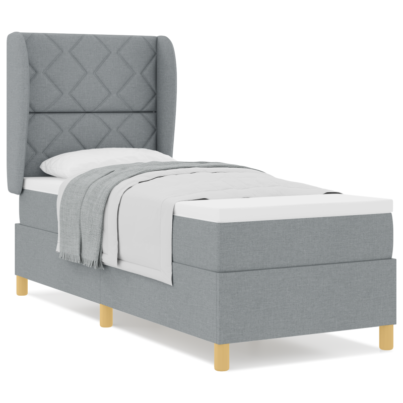 Boxspringbett mit Matratze Hellgrau 80x200 cm Stoff