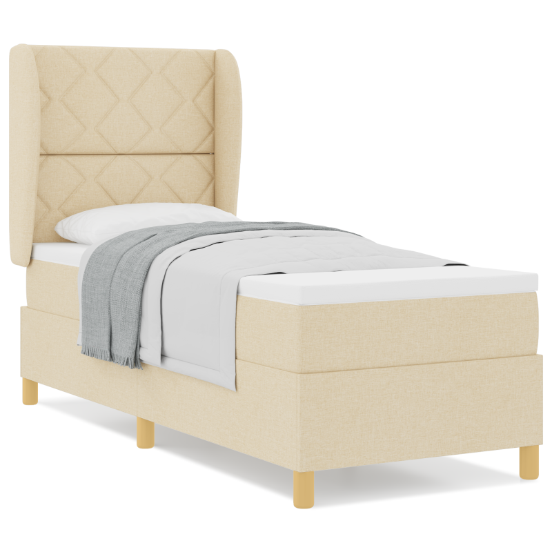 Boxspringbett mit Matratze Creme 80x200 cm Stoff