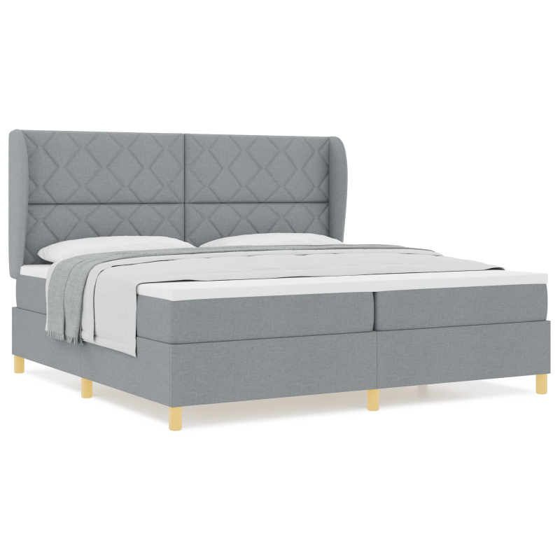 Boxspringbett mit Matratze Hellgrau 200x200 cm Stoff