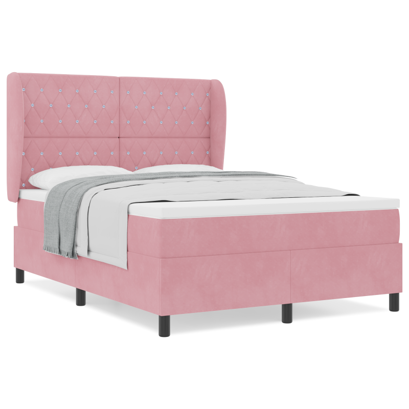 Boxspringbett mit Matratze Rosa 140x190 cm Velours