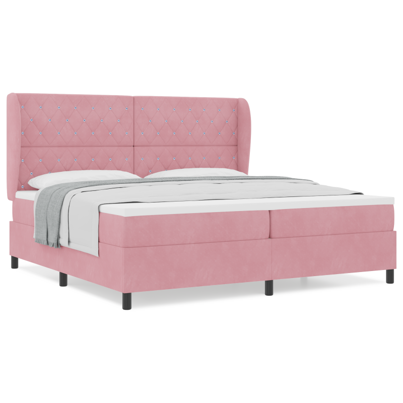 Boxspringbett mit Matratze Rosa 200x200 cm Velours