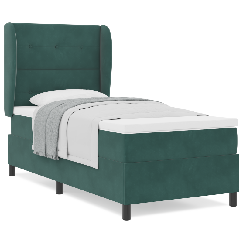 Boxspringbett mit Matratze Dunkelgrün 80x200 cm Samt