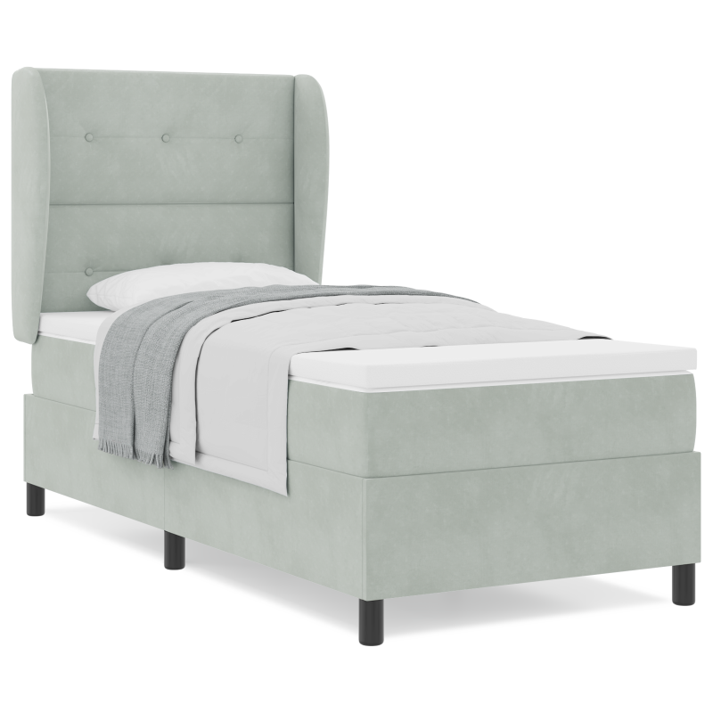 Boxspringbett mit Matratze Hellgrau 90x190 cm Samt