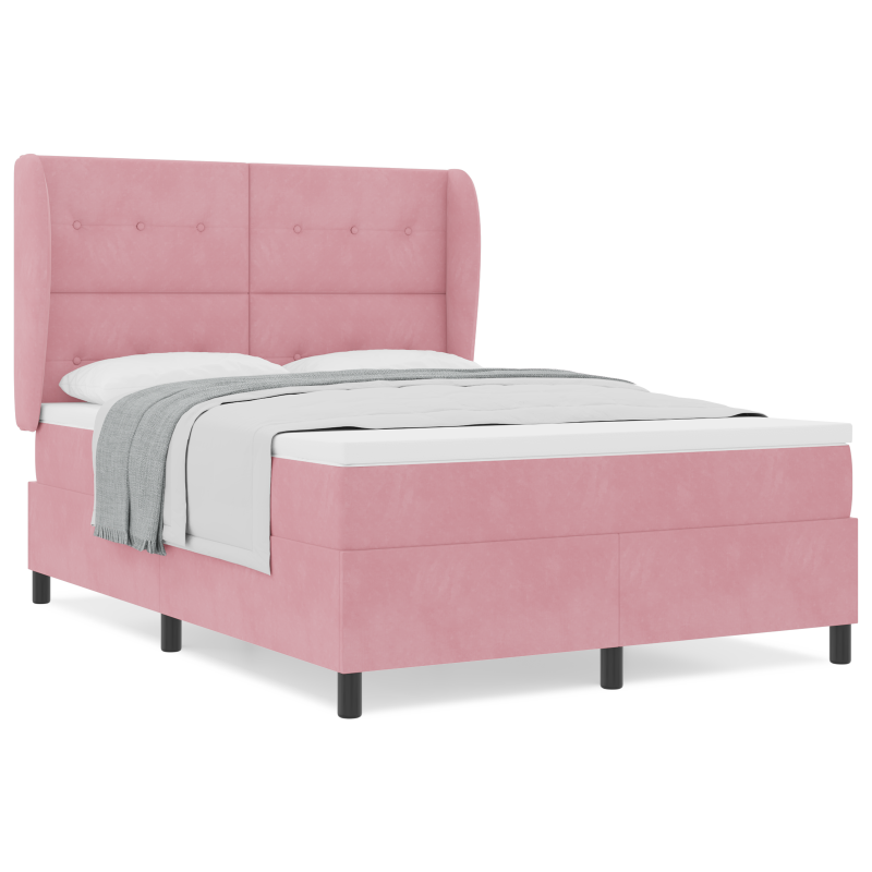 Boxspringbett mit Matratze Rosa 140x190 cm Samt