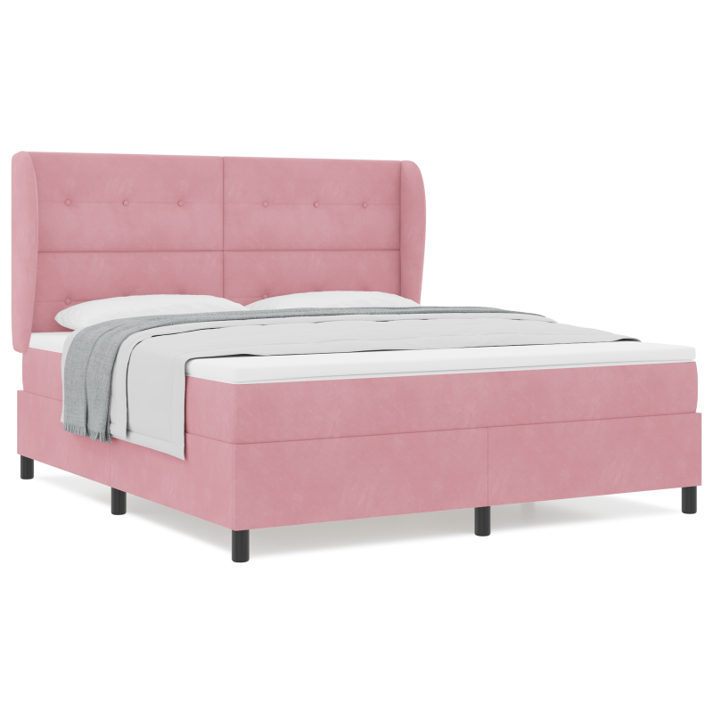 Boxspringbett mit Matratze Rosa 180x200 cm Samt