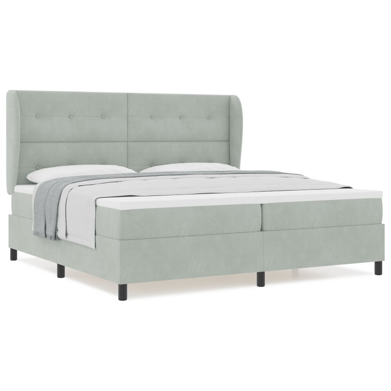 Boxspringbett mit Matratze Hellgrau 200x200 cm Samt