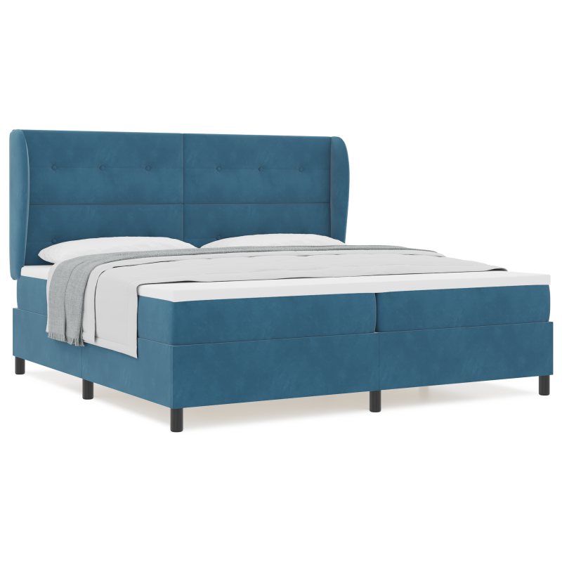 Boxspringbett mit Matratze Dunkelblau 200x200 cm Velours