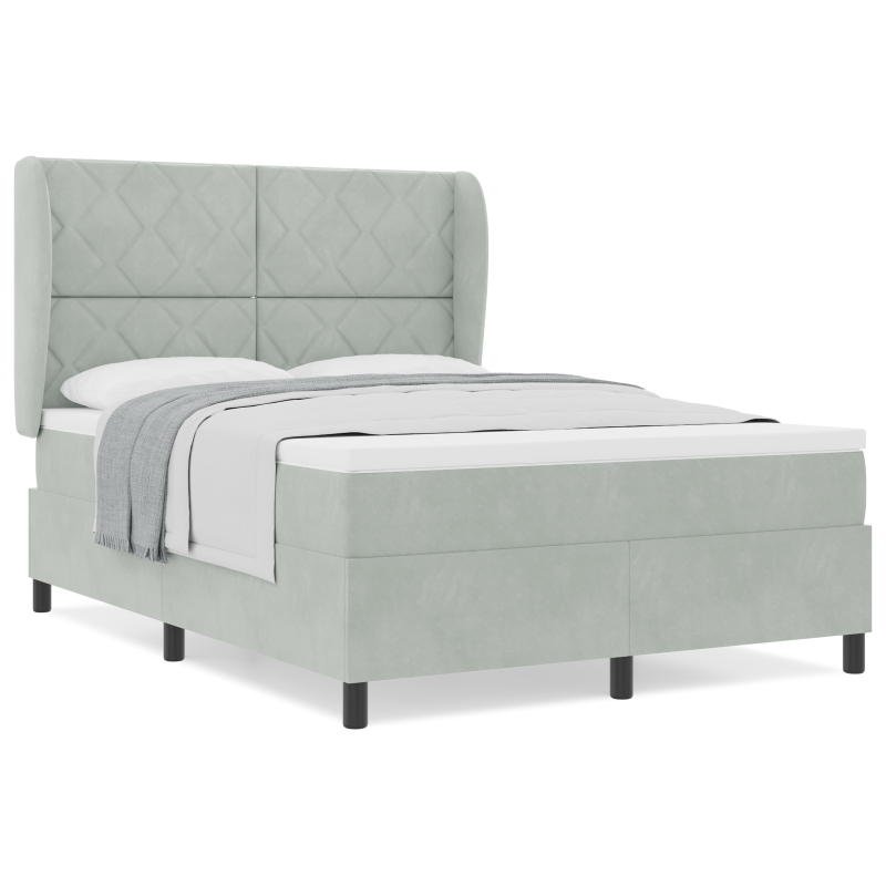 Boxspringbett mit Matratze Hellgrau 140x200 cm Velvet
