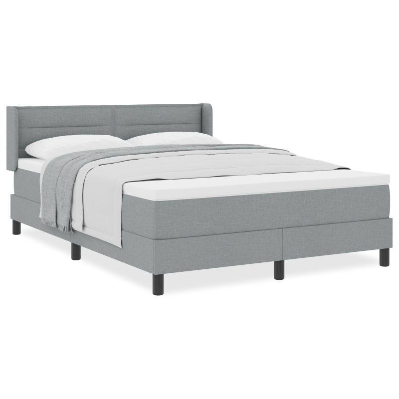 Boxspringbett mit Matratze Hellgrau 140x190 cm Stoff