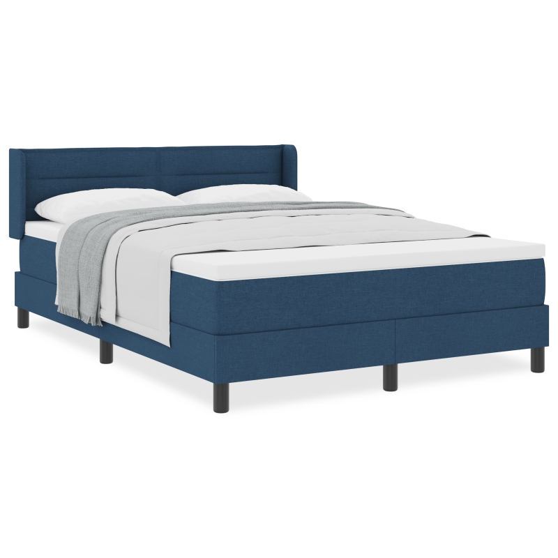 Boxspringbett mit Matratze Blau 140x190 cm Stoff