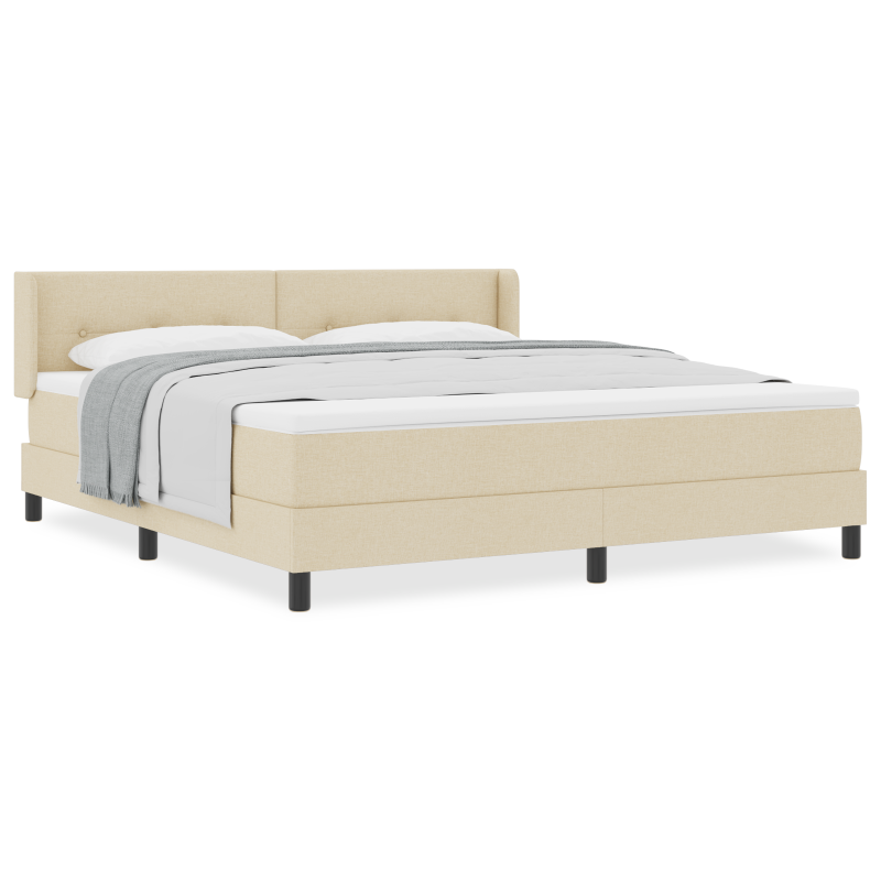 Boxspringbett mit Matratzencover Creme 180x200 cm Stoff