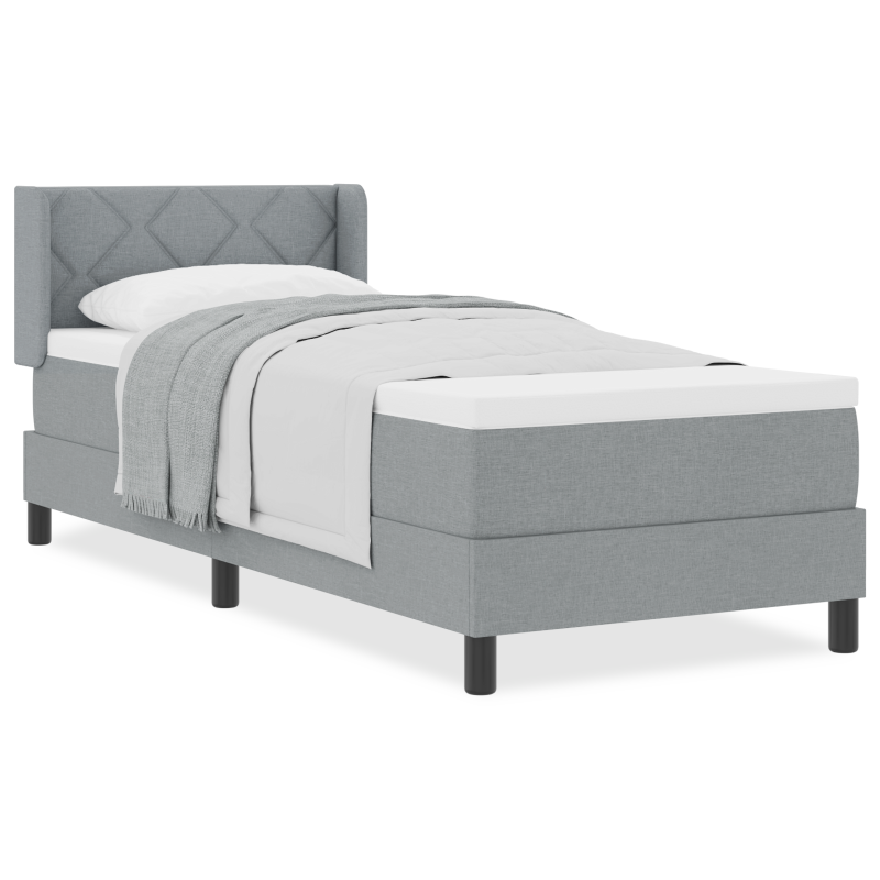 Boxspringbett mit Matratze hellgrau 80x200 cm Stoff