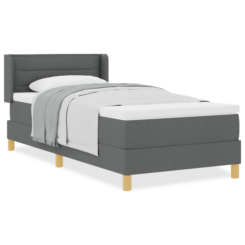 Boxspringbett mit Matratze Dunkelgrau 90x200 cm Stoff
