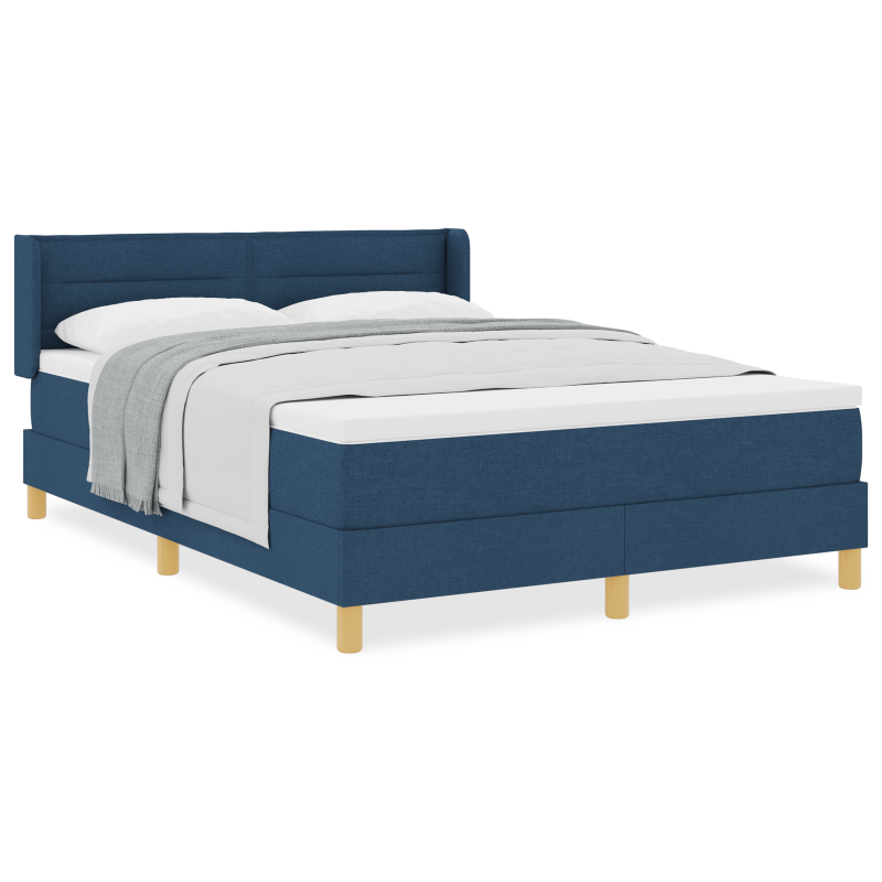 Boxspringbett mit Matratze Blau 140x200 cm Stoff