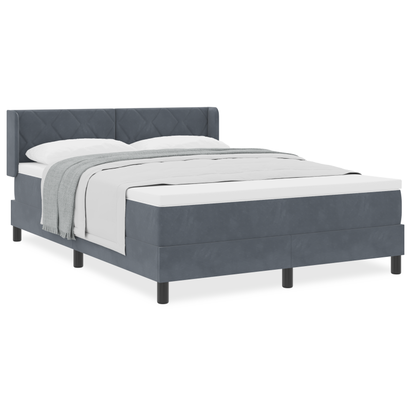 Boxspringbett mit Matratze Dunkelgrau 140x190 cm Velours