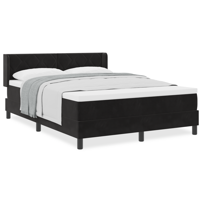 Boxspringbett mit Matratze Schwarz 140x190 cm Samt