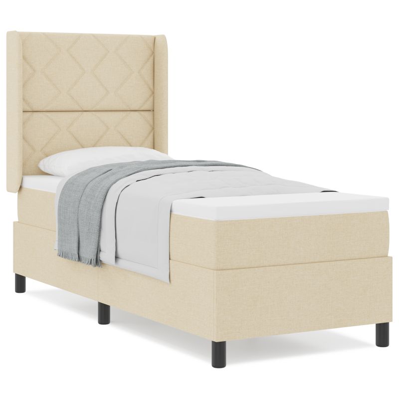 Boxspringbett mit Matratze Creme 80x200 cm Stoff