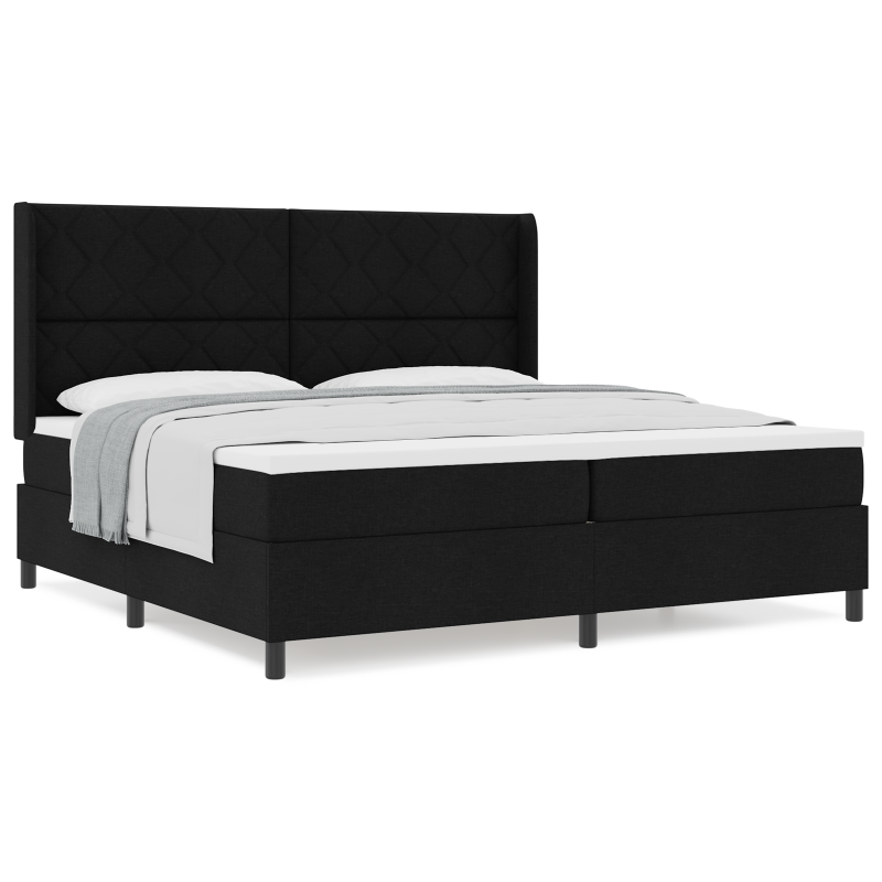 Boxspringbett mit Matratze, Schwarz, 200x200 cm, Stoff
