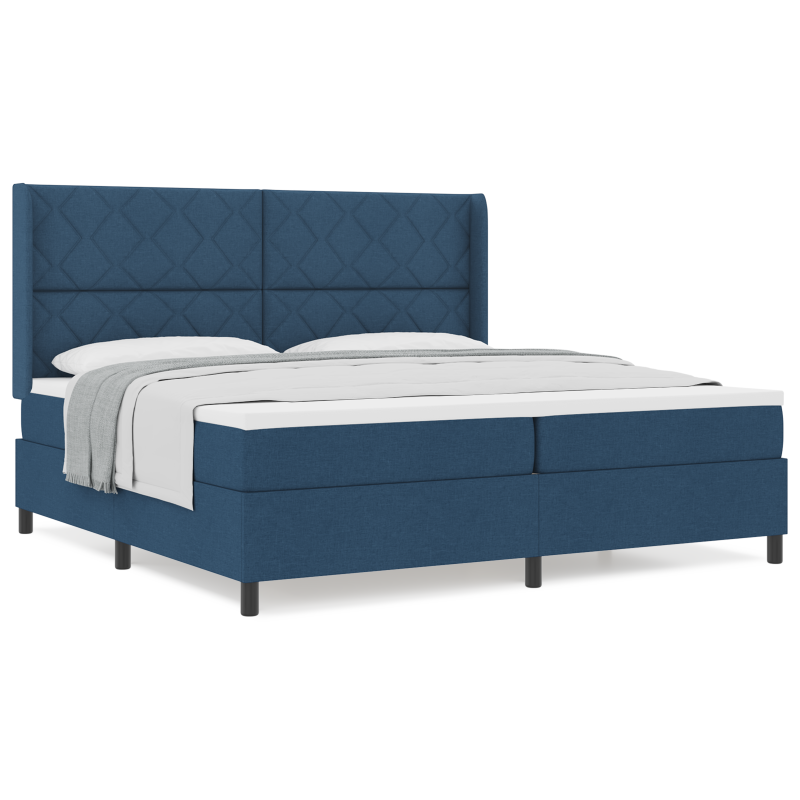 Boxspringbett mit Matratze Blau 200x200 cm Stoff