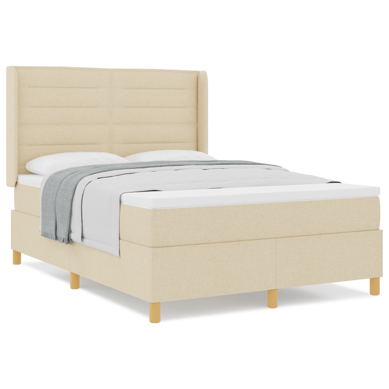 Boxspringbett mit Matratze - Creme, 140x190 cm, Stoff