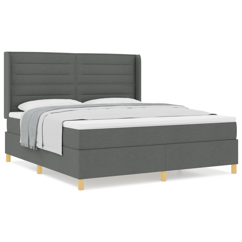 Boxspringbett mit Matratze Dunkelgrau 180x200 cm Stoff