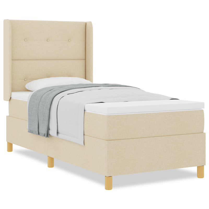 Boxspringbett mit Matratze Creme 90x190 cm Stoff