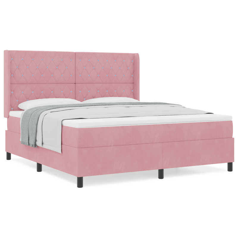 Boxspringbett mit Matratze Rosa 180x200 cm Samt