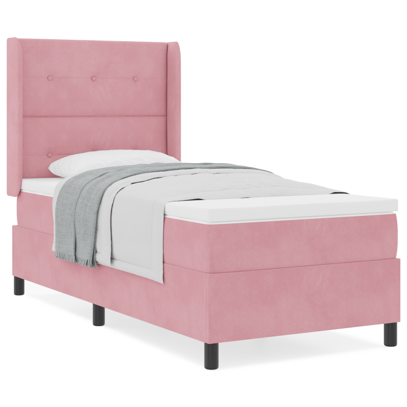 Boxspringbett mit Matratze Rosa 90x200 cm Samt