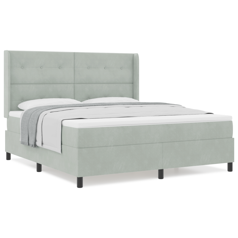 Boxspringbett mit Matratze Hellgrau 180x200 cm Velvet