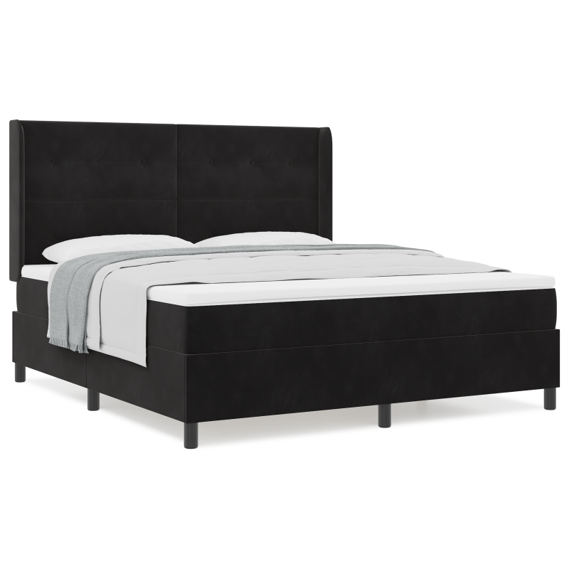 Boxspringbett mit Matratze Schwarz 180x200 cm Samt