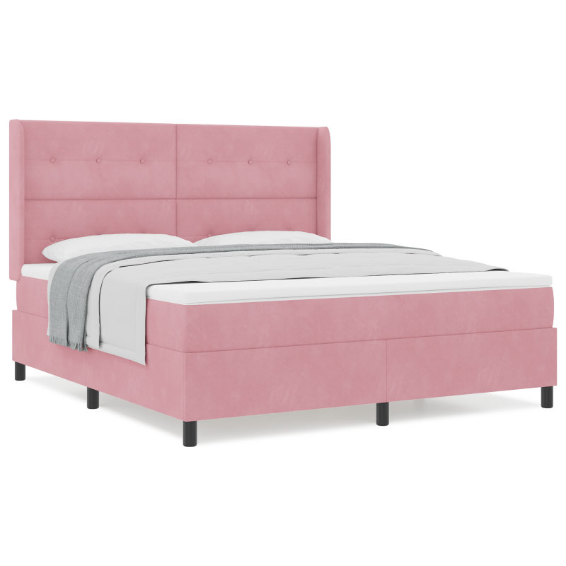 Boxspringbett mit Matratze Rosa 180x200 cm Samt