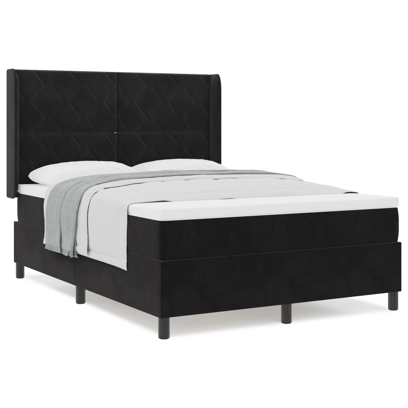 Boxspringbett mit Matratze Schwarz 140x190 cm Samt