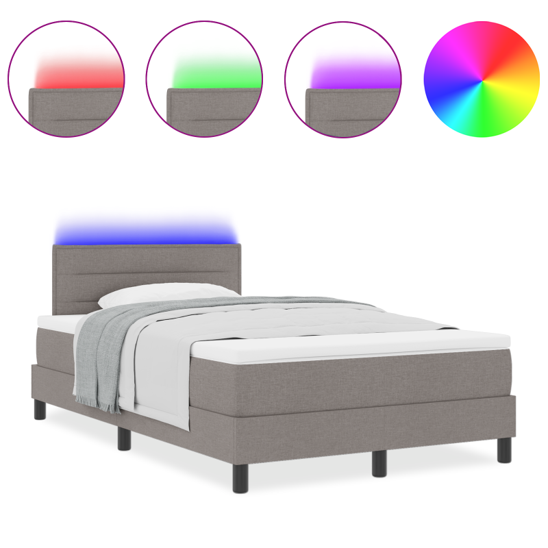 Boxspringbett mit Matratze & LED Taupe 120x190 cm Stoff