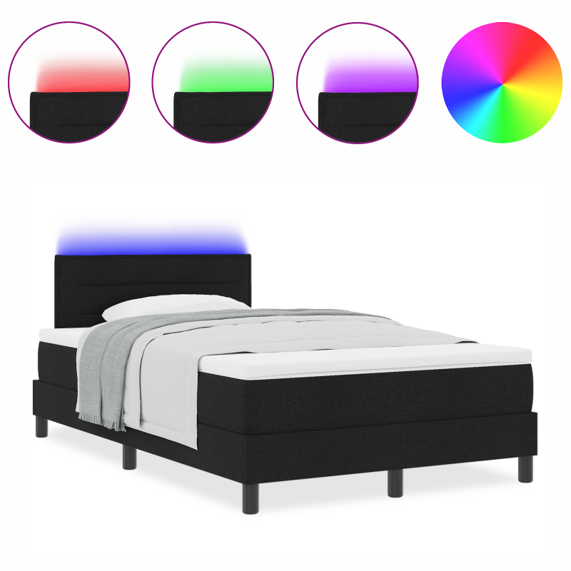 Boxspringbett mit Matratze & LED Schwarz 120x200 cm Stoff