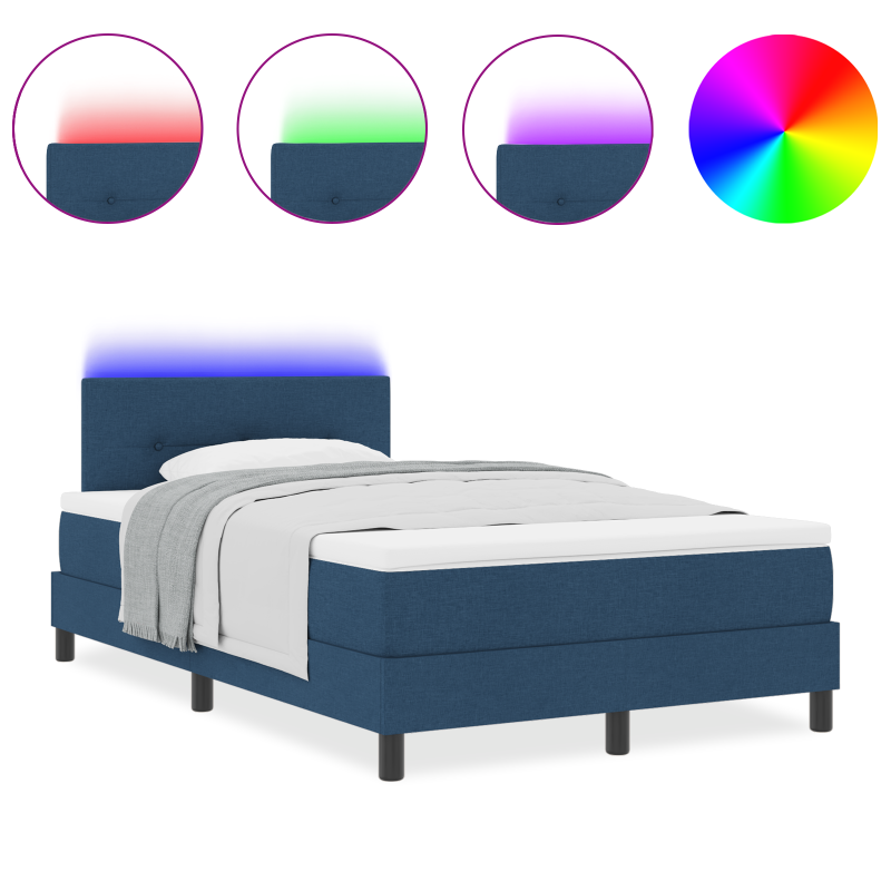 Boxspringbett mit Matratze & LED Blau 120x200 cm Stoff