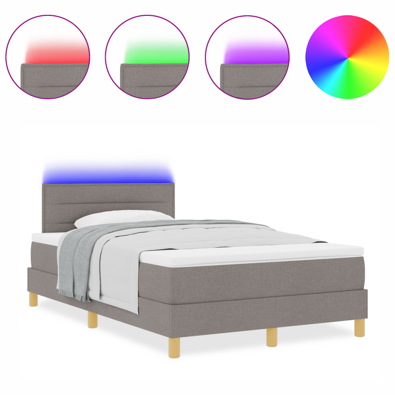 Boxspringbett mit Matratze & LED Taupe 120x190 cm Stoff