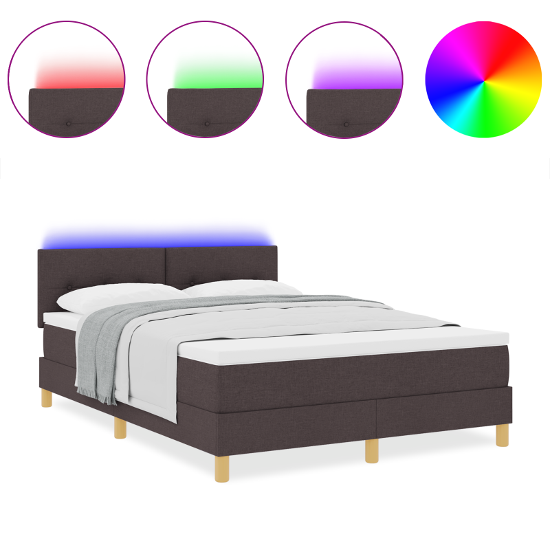 Boxspringbett mit Matratze & LED Dunkelbraun 160x200 cm