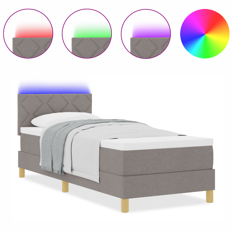 Boxspringbett mit Matratze & LED Taupe 80x200 cm Stoff