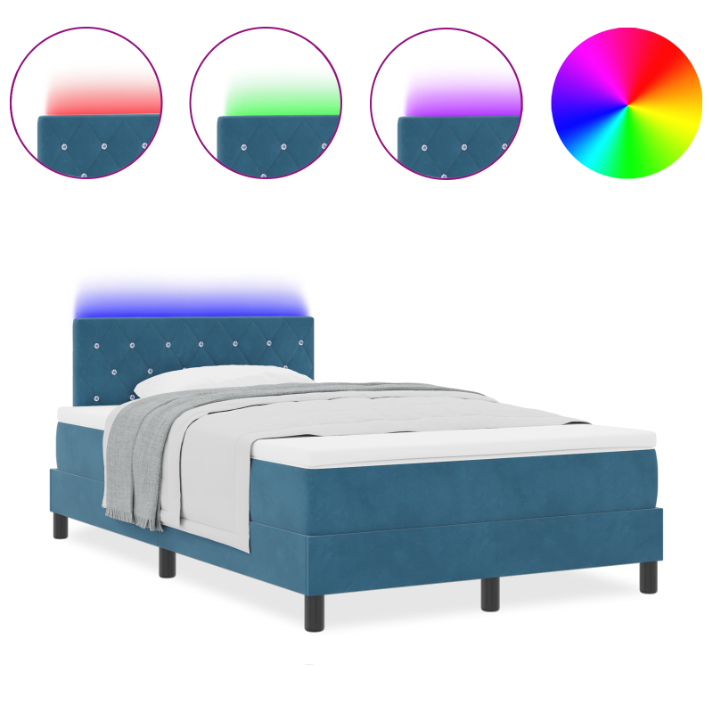 Boxspringbett mit Matratze & LED Dunkelblau 120x190 cm Samt
