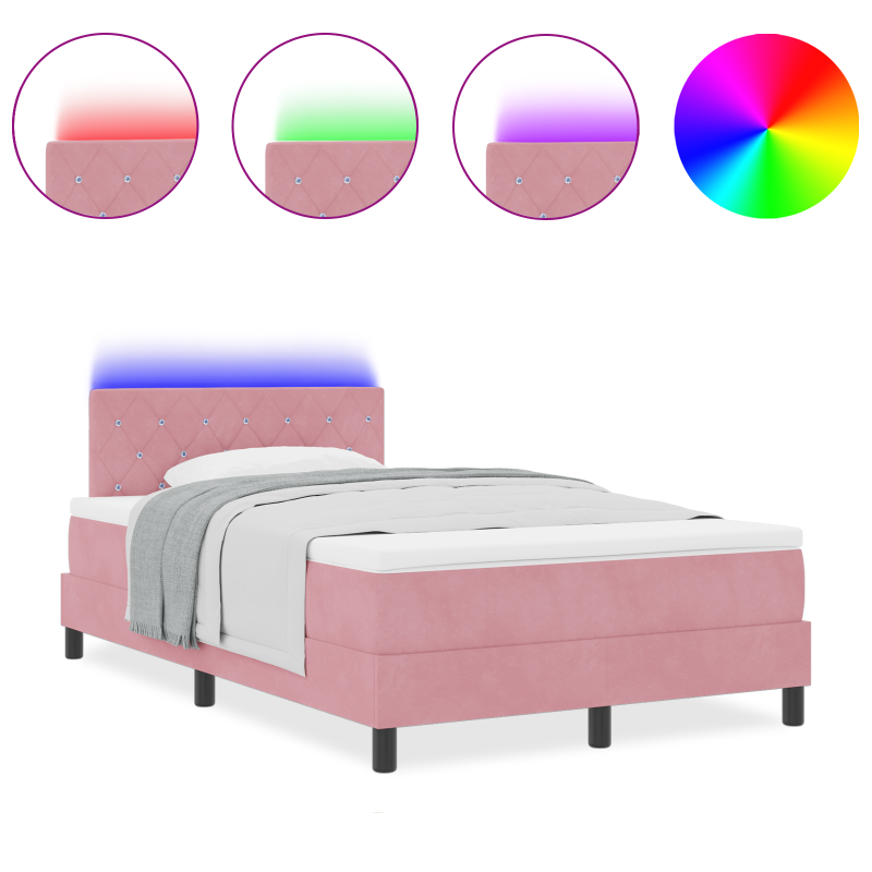 Boxspringbett mit Matratze & LED Rosa 120x190 cm Samt