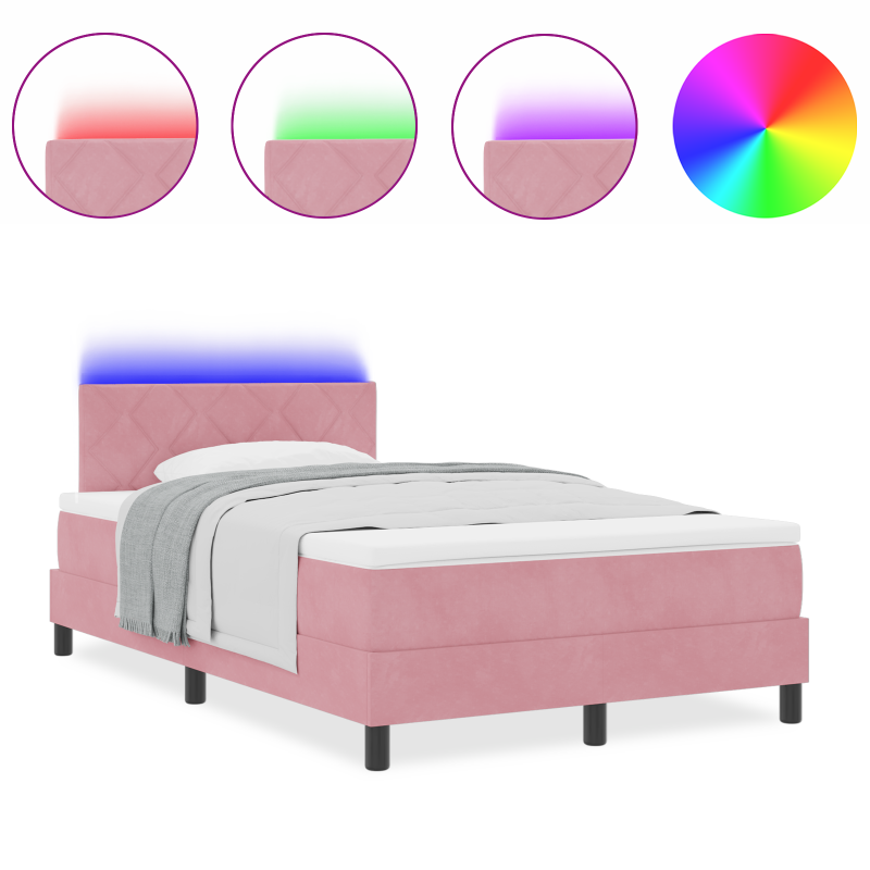 Boxspringbett mit Matratze & LED Rosa 120x190 cm Samt