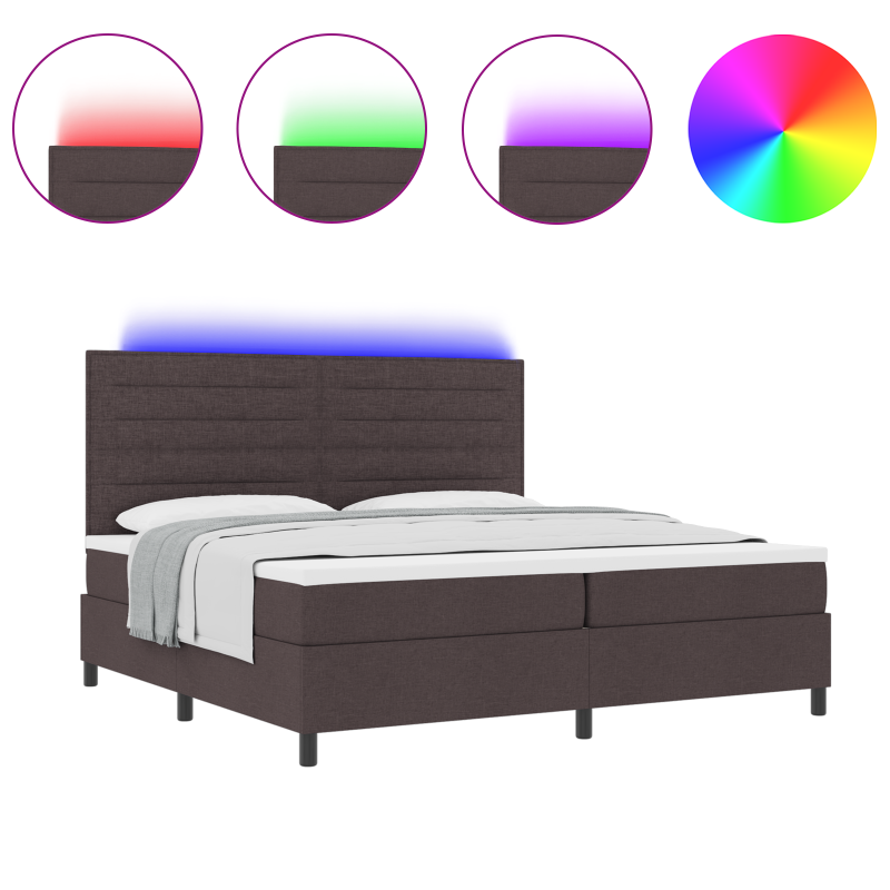 Boxspringbett mit Matratze & LED Dunkelbraun 200x200 cm Stoff