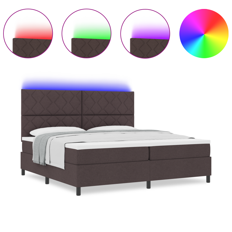 Boxspringbett mit Matratze & LED Dunkelbraun 200x200 cm Stoff