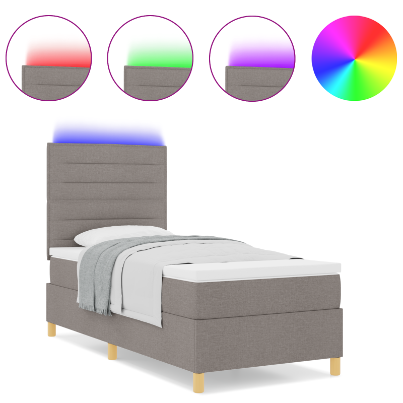 Boxspringbett mit Matratze & LED Taupe 80x200 cm Stoff