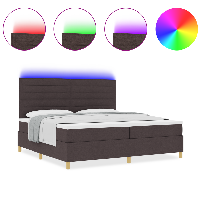 Boxspringbett mit Matratze und LED Dunkelbraun 200x200 cm Stoff