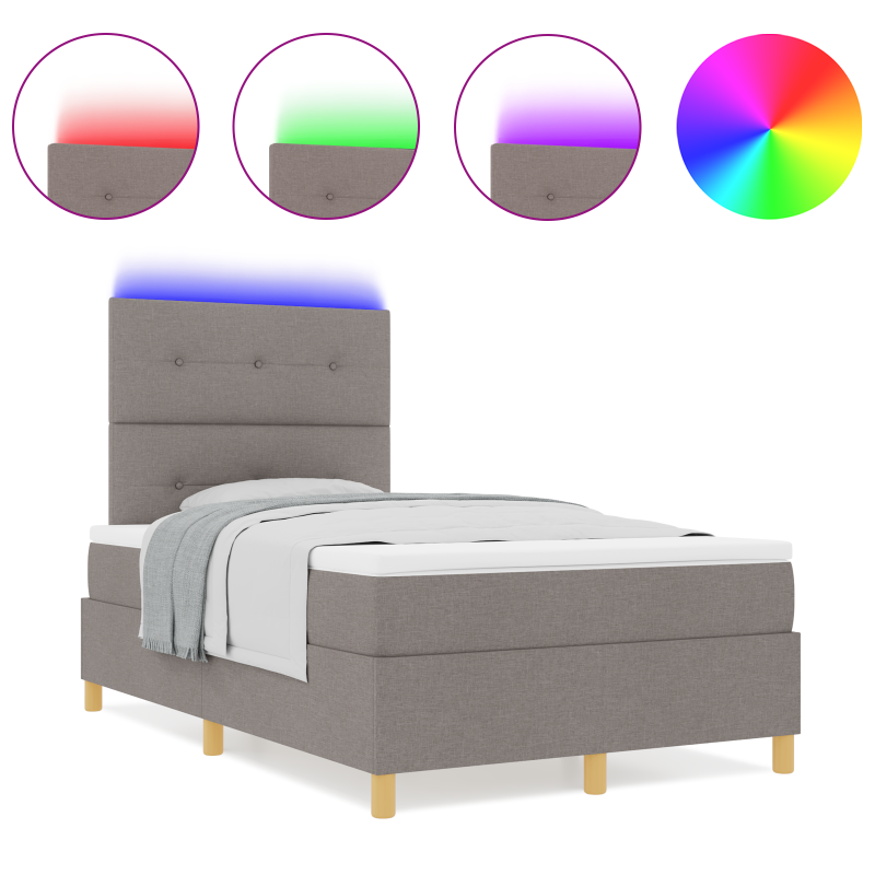 Boxspringbett mit Matratze & LED Taupe 120x200 cm Stoff