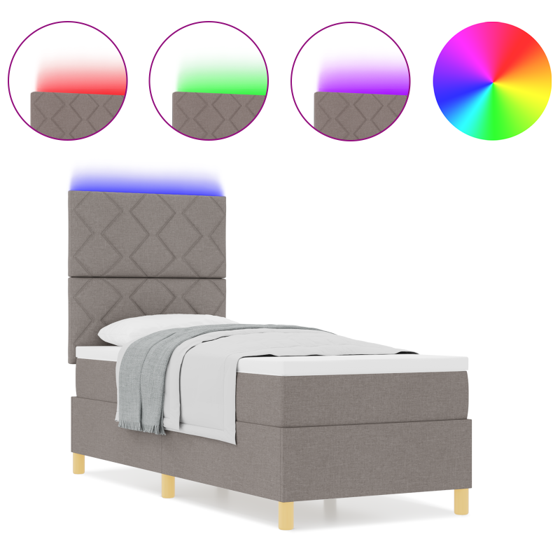 Boxspringbett mit Matratze & LED Taupe 80x200 cm Stoff