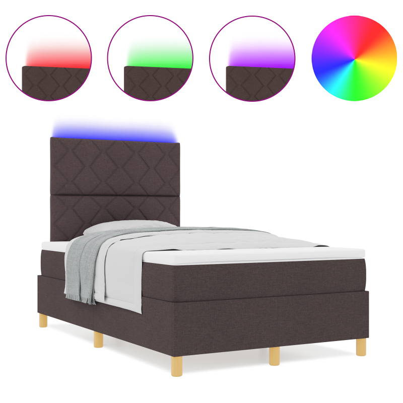 Boxspringbett mit Matratze & LED Dunkelbraun 120x200 cm Stoff