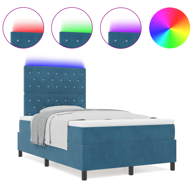 Boxspringbett mit Matratze & LED Dunkelblau 120x200 cm Samt