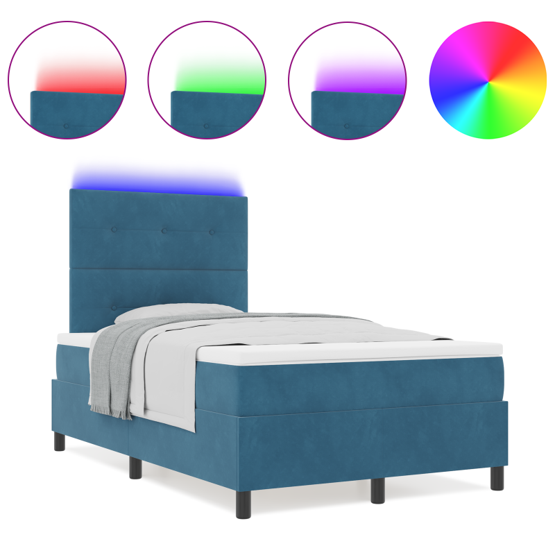 Boxspringbett mit Matratze & LED Dunkelblau 120x190 cm Samt